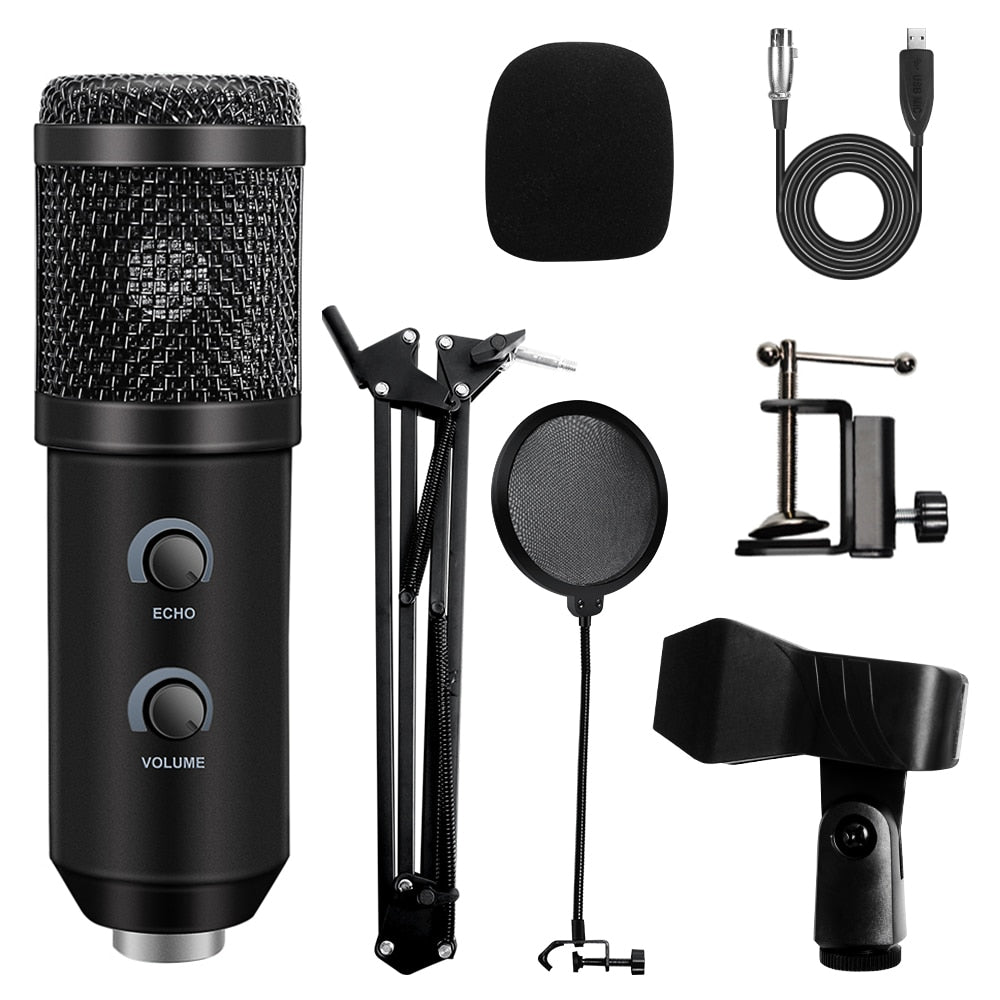 USB Microphone with Arm E20 Condenser Computer Mic Stand with Ring Light Studio Kit for Gaming Youtube Video Record 2021 Upgrade