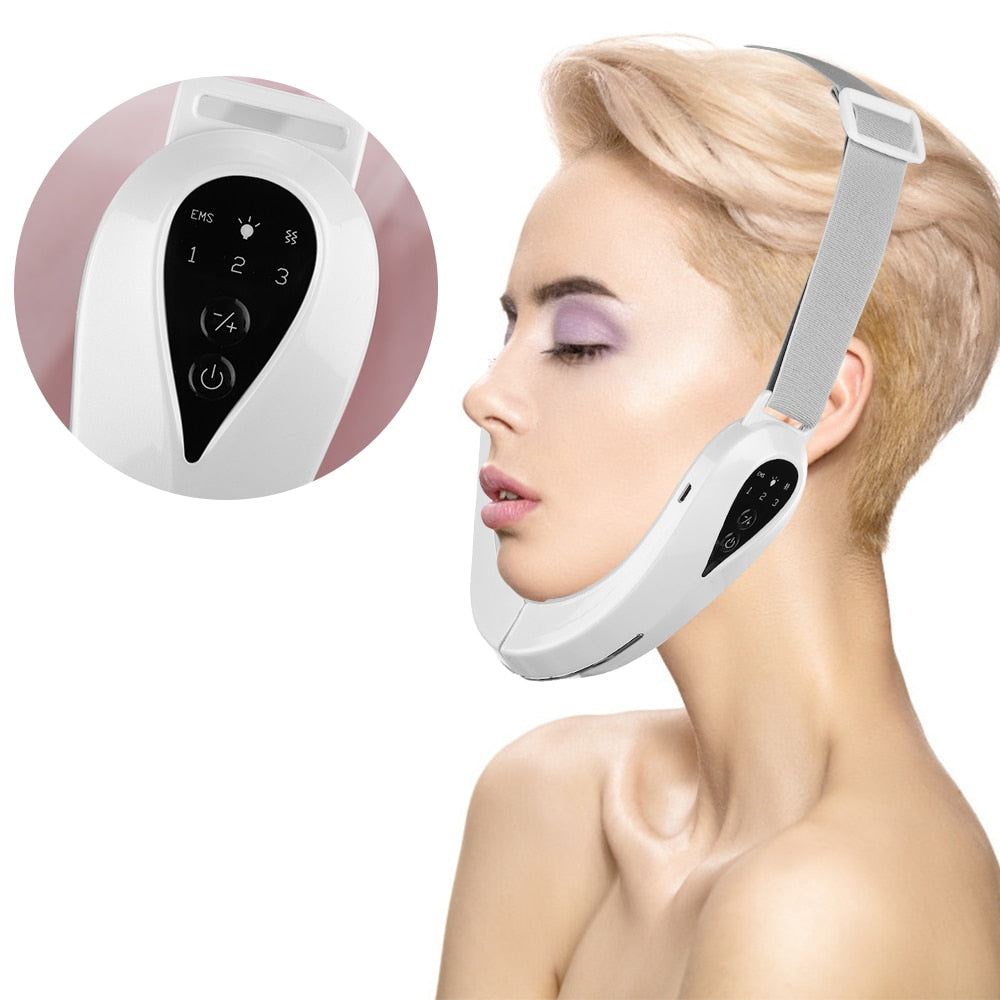 Facial Massager V-Line Chin Lift Belt Machine Face Slimming Vibration Red Light Blue Light LED Face Care Lifting Device