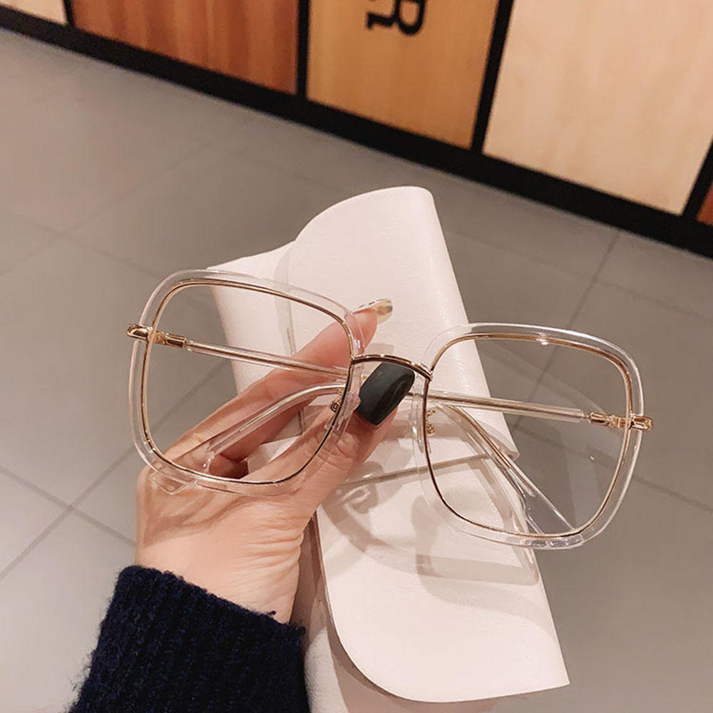 Men Women Anti-blue Light Glasses Frame Vintage Large Square Eyeglasses Blocking Blue-ray Oversized Spectacles Frames A65397