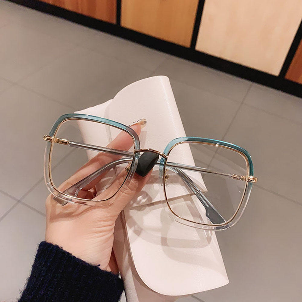 Men Women Anti-blue Light Glasses Frame Vintage Large Square Eyeglasses Blocking Blue-ray Oversized Spectacles Frames A65397