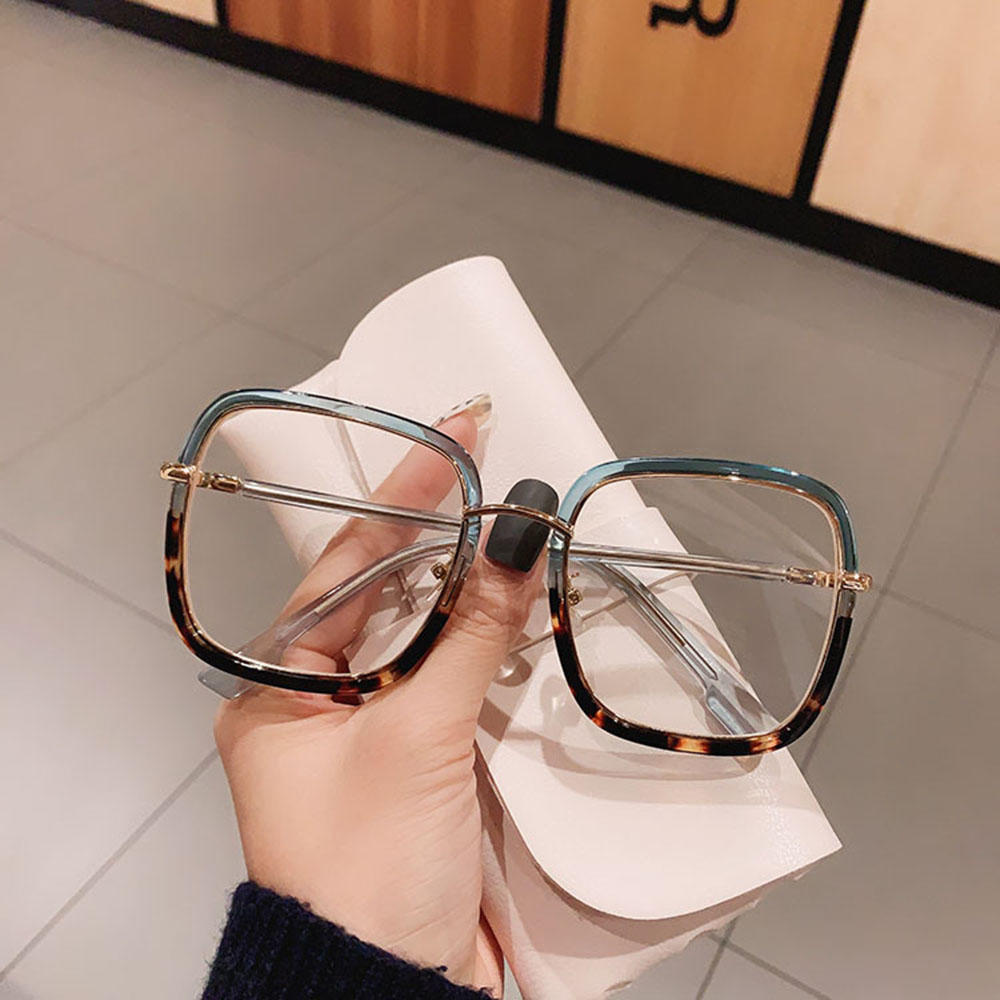 Men Women Anti-blue Light Glasses Frame Vintage Large Square Eyeglasses Blocking Blue-ray Oversized Spectacles Frames A65397